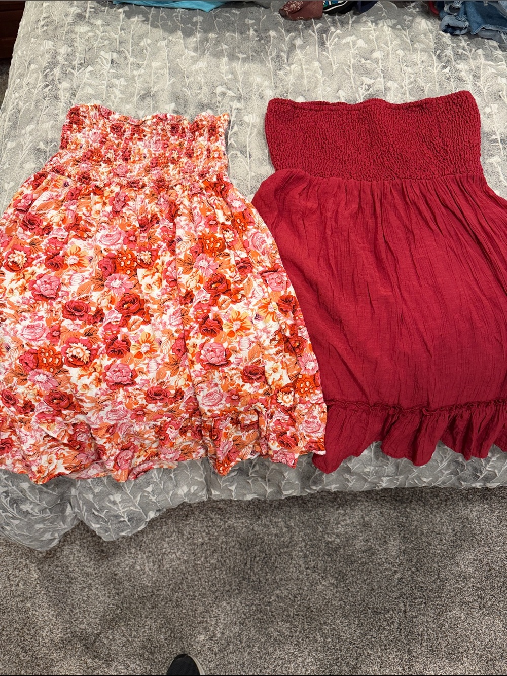 2 Women’s Smocked Tube Skirt - Red & Floral